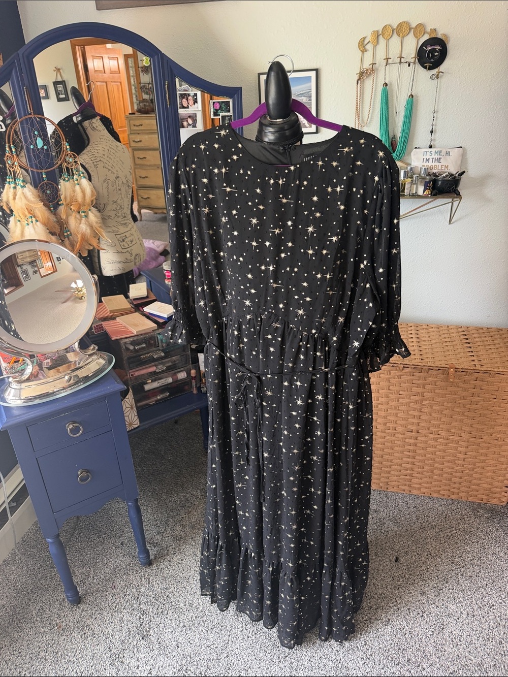 Lovedrobe Black Star-Print Maxi Dress